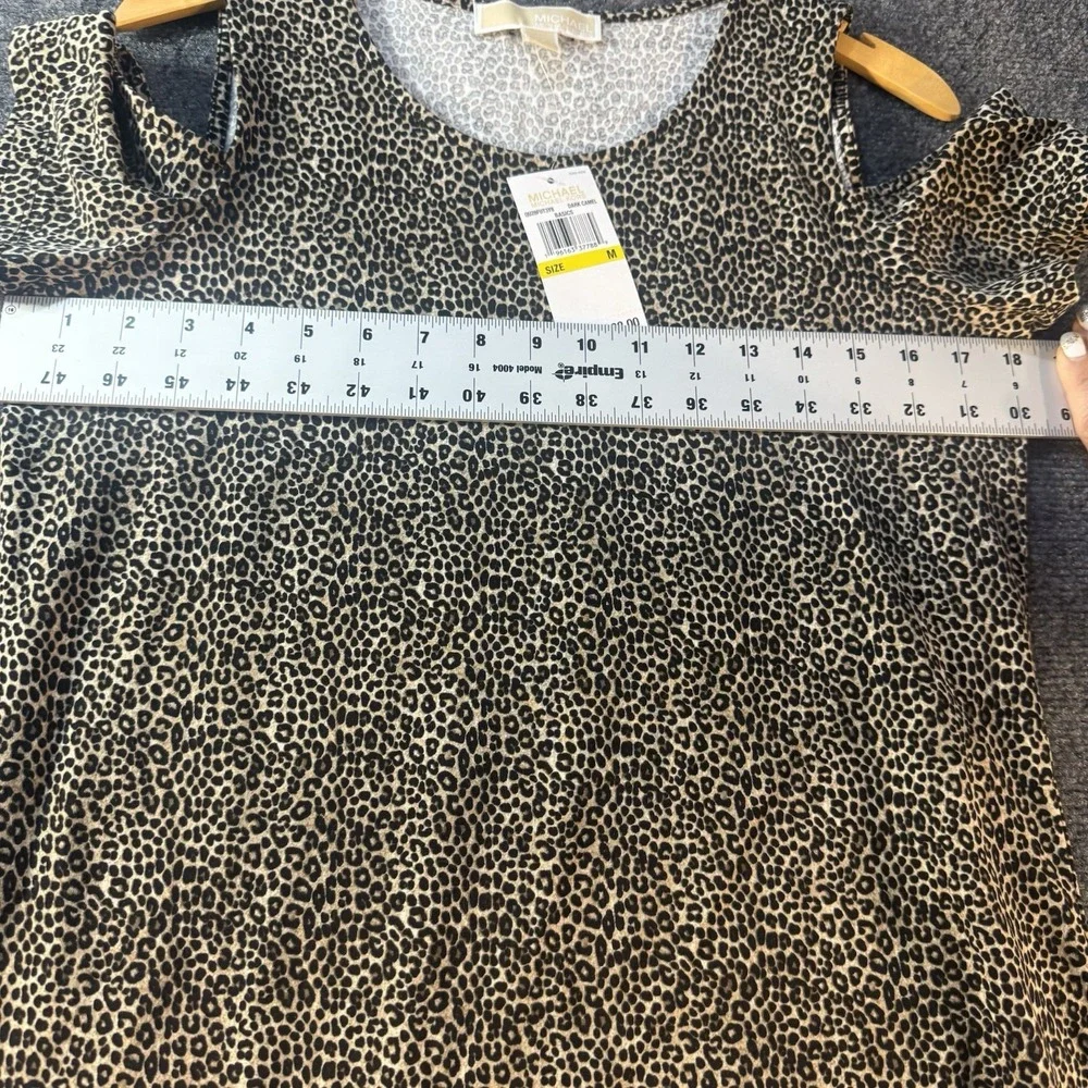 Michael Kors Leopard Print Cold Shoulder Cutout Knit Shift Dress M QU28FUT3Y8